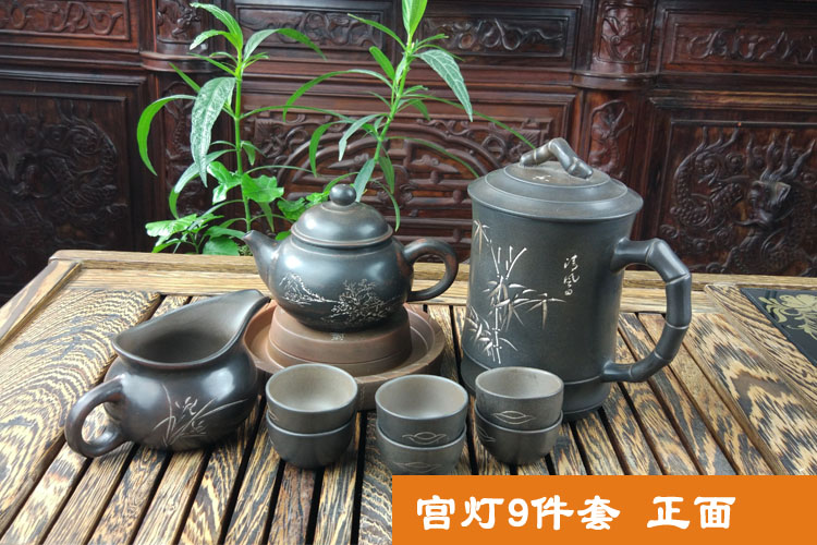 坭兴陶宫灯茶具9件套正面 坭兴陶宫灯茶具9件套正面